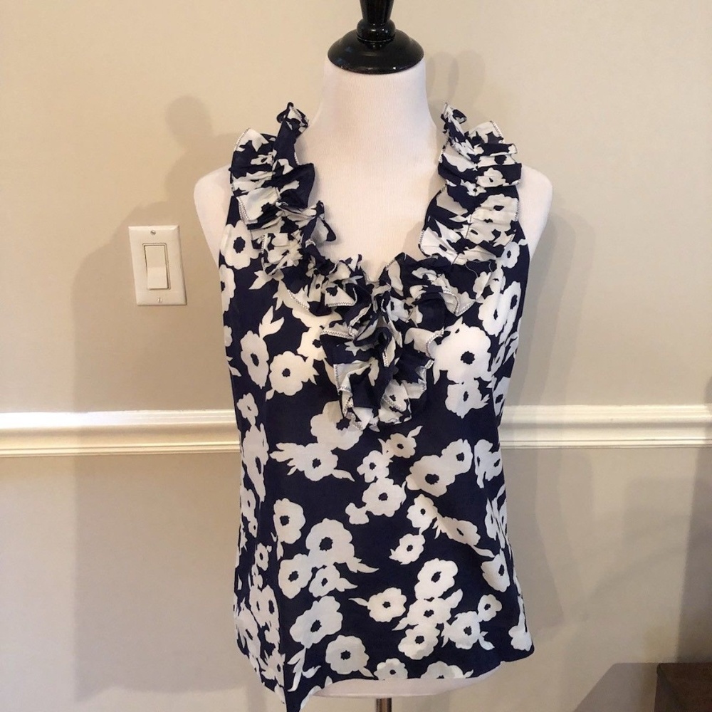 Kate Spade New York Lucille Navy/White Blouse 6